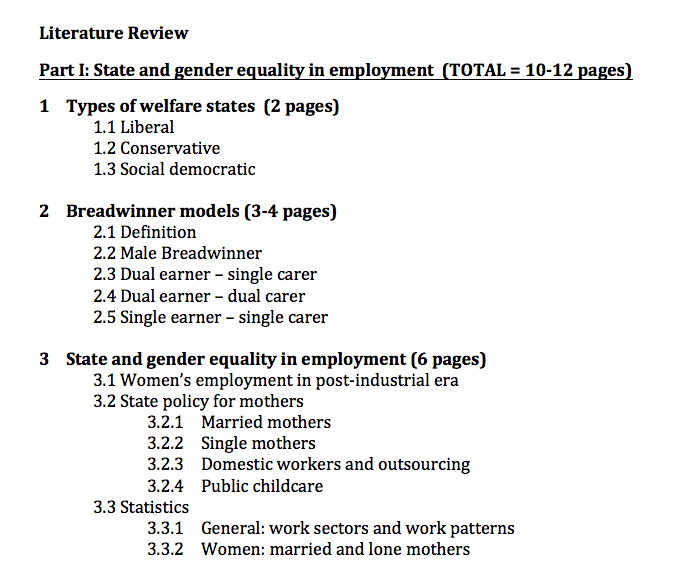 social work dissertation literature review example